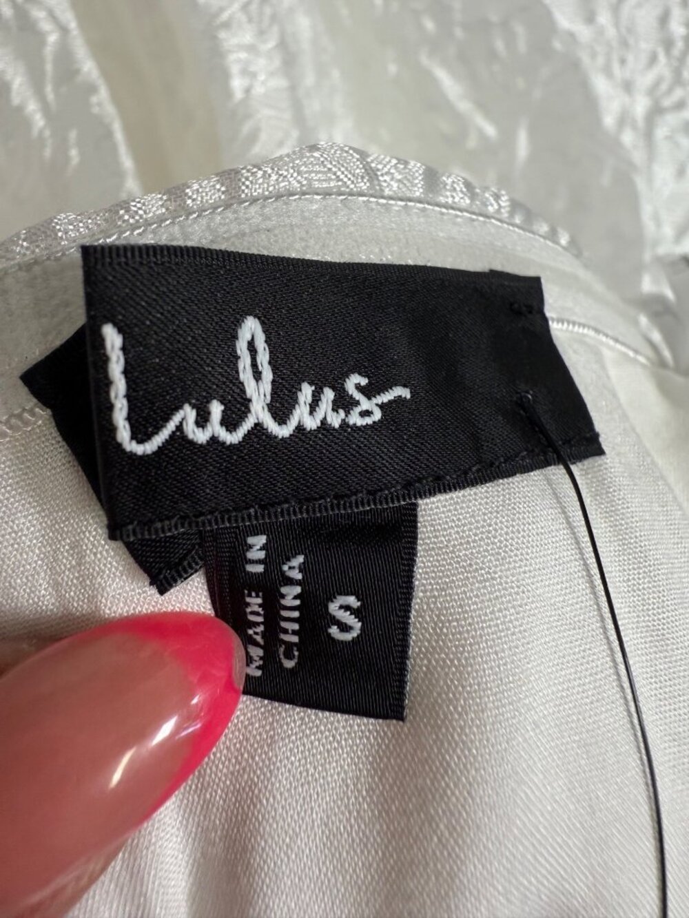Lulus Analeia Ivory Jacquard Lace-Up Strapless Midi Dress Wedding Princess Small - Picture 5 of 16